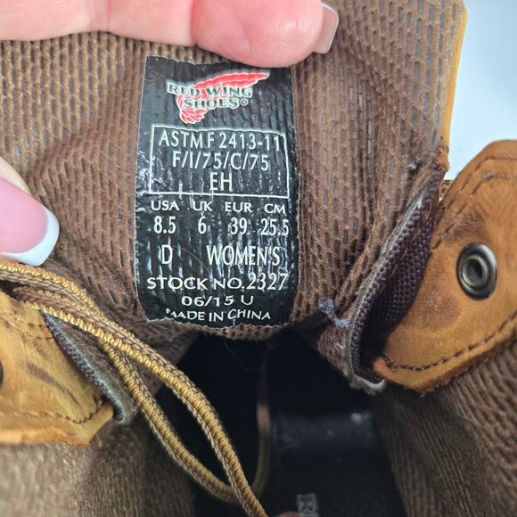 Red Wing Women's Size 8.5 Brown Work Boots Steel Toe Waterproof Slip Resistant - Picture 7 of 10